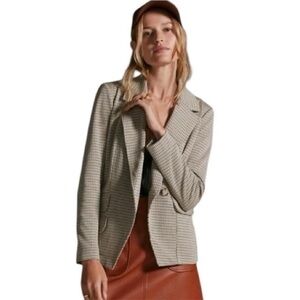 Anthropologie Maeve Collegiate Knit Houndstooth Blazer Jacket XL